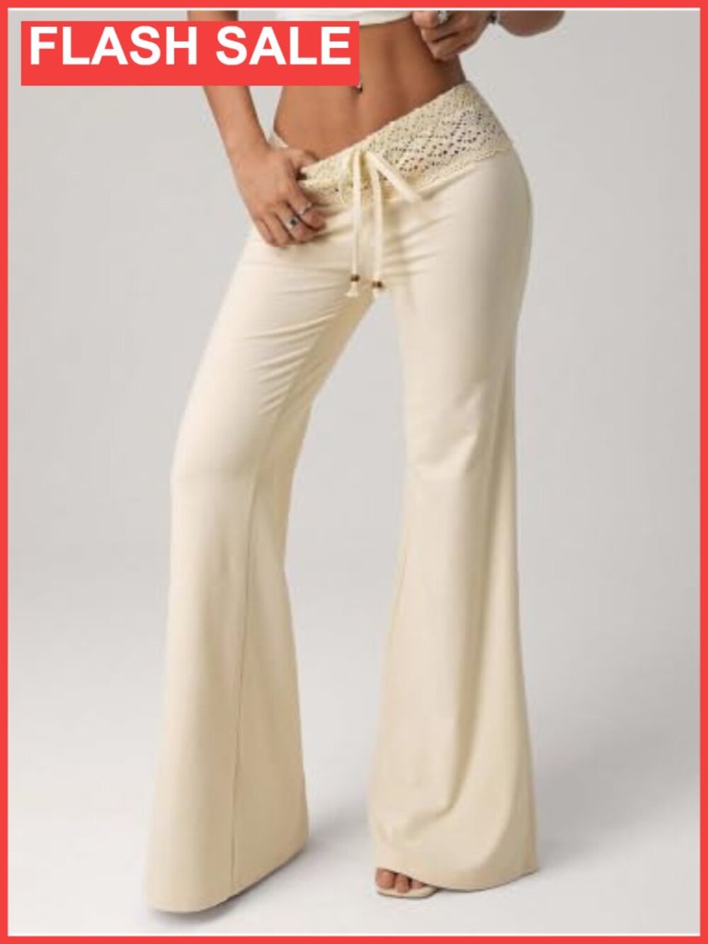 Verdusa Women's Low Rise Straight Leg Flare Crochet Lounge Pants - Picture 6 of 6